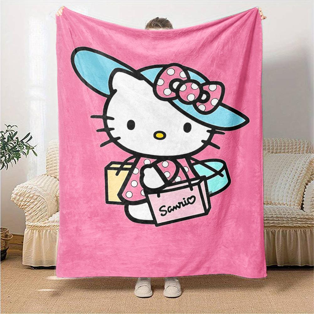 1 Stück Hello Kitty Sanrio Decke Leichte Flanelldecke für Sofa Bett Reise Camping Wohnzimmer Büro Couch Sessel