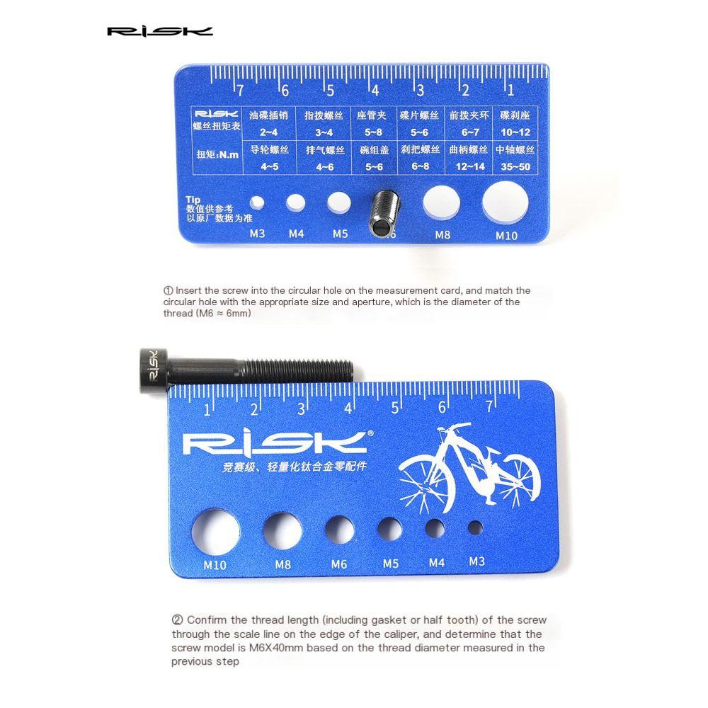 Bolts Screws Size Checker Measurement Card Screw Nut Thread Bike Screw Bolt Measuring Ruler Gauge