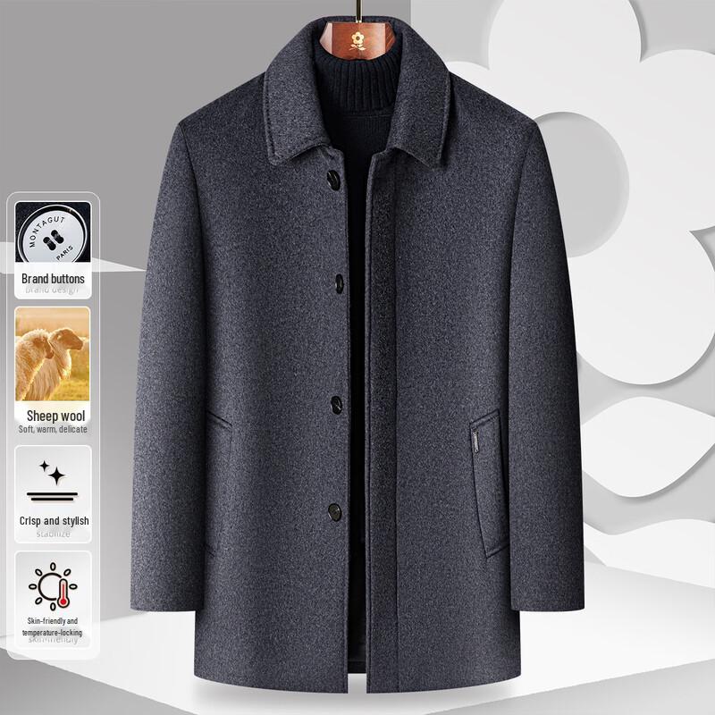 

MONTAGUT Men s Autumn/Winter Wool Blend Warm Coat XL