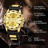 4PC Golden Men's Watch Set Fashionable and Versatile Quartz Watch Bracelet Necklace Ring Set Perfect Gift for Friends or Dad