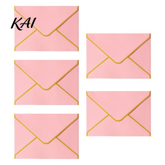 Western Style Envelopes 5Pcs with Gold Foil Trim, Offset Paper Invitation Wedding for Wedding, Greeting Cards, Business Letters, DIY Stationery Stiff