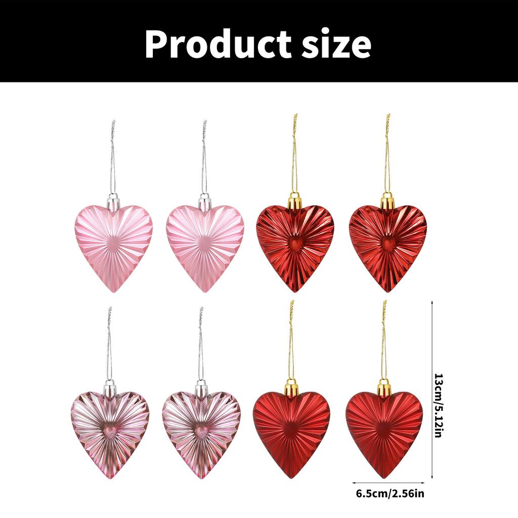 8Pieces Colorful Heart Ornaments For Valentine's Day Hanging Decoration for Home Wall Decorations