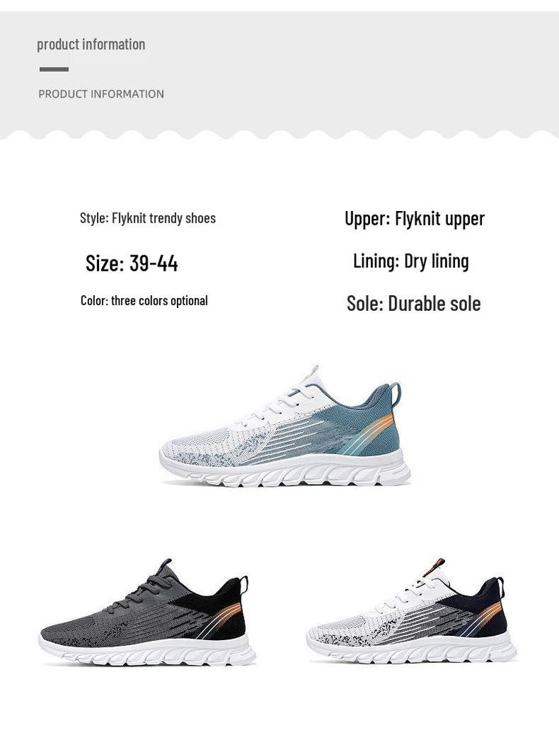 Jin Shi Yuan | Men's Flyknit Running Shoes - Large Size, Breathable, Lightweight, Comfortable Loafers