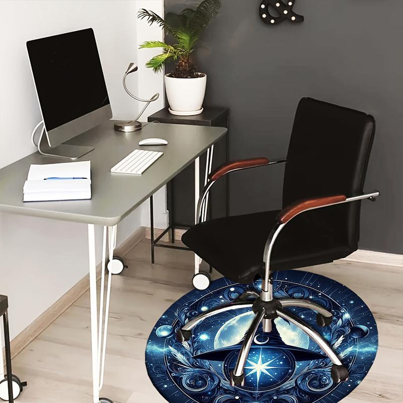 1pc Office Carpet Chair Mats Witchcraft Moonlit Hat Stars Perfect for Decorating Office Chairs, Living Rooms, Or Bedrooms