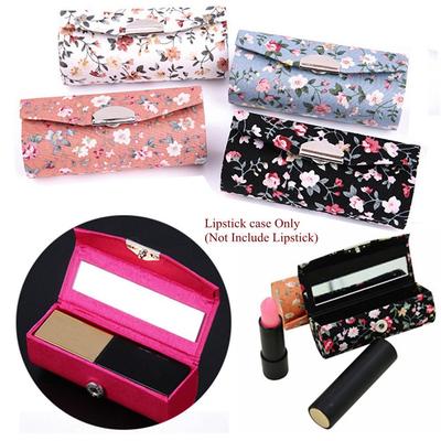 Geschenk Kosmetikaufbewahrung Retro Bestickter Mini-Spiegel Lippenstiftbox Schmuckhalter Lippenstifthülle