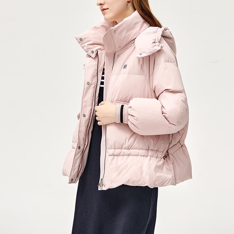 FILA Fleece Lined Loose Fit Hooded Down Jacket Women Outerwear Fleece-Pink F11W141911F-PK