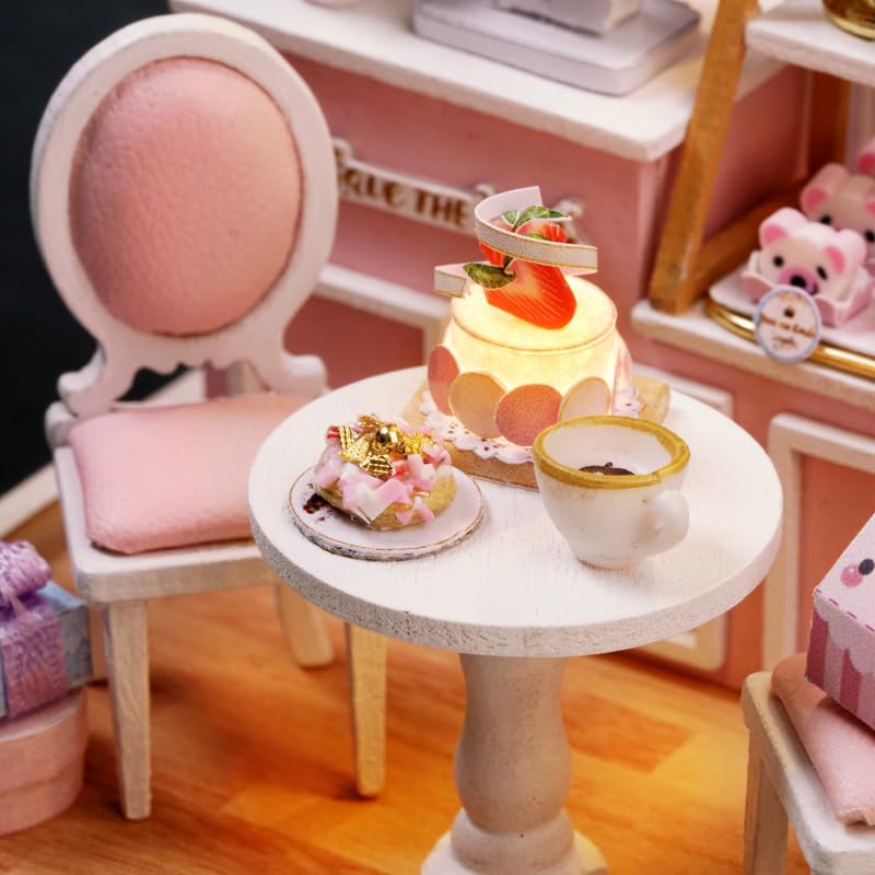 DIY Wooden Miniature Dollhouse Kit [Sweet Cake Shop] Handmade Interior Decor Beginner-Friendly Stylish Gift 3D Puzzle