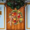 18 Inch Fall Wreath for Front Door Artificial Pumpkin Wreath with Dahlia Berries And Bow Large Autumn Wreath for Thanksgiving Farmhouse Indoor
