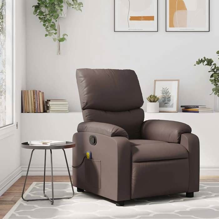 VidaXL Fauteuil de massage inclinable Marron Similicuir 373443