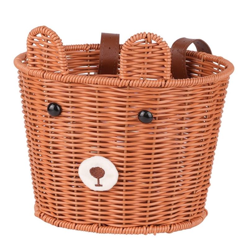 Boys Girls Bicycles Basket Adjustable Plastic Woven Tricycle Basket Bicycles Front Handlebar Basket Easy to Install