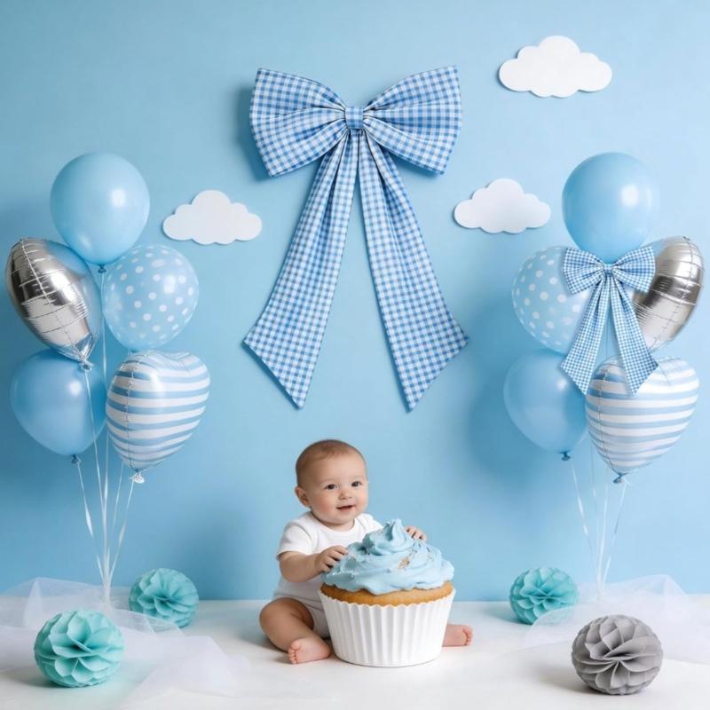 Elegant Checkered Bowknot Decoration Ideal For Female Birthday Party Lovely Butterfly Knots Ornament