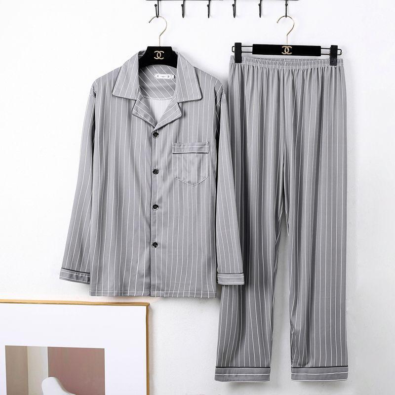 Men's Long Sleeve Pajamas Set - 2023 Spring/Summer/Autumn/Winter, Lightweight, Plus Size