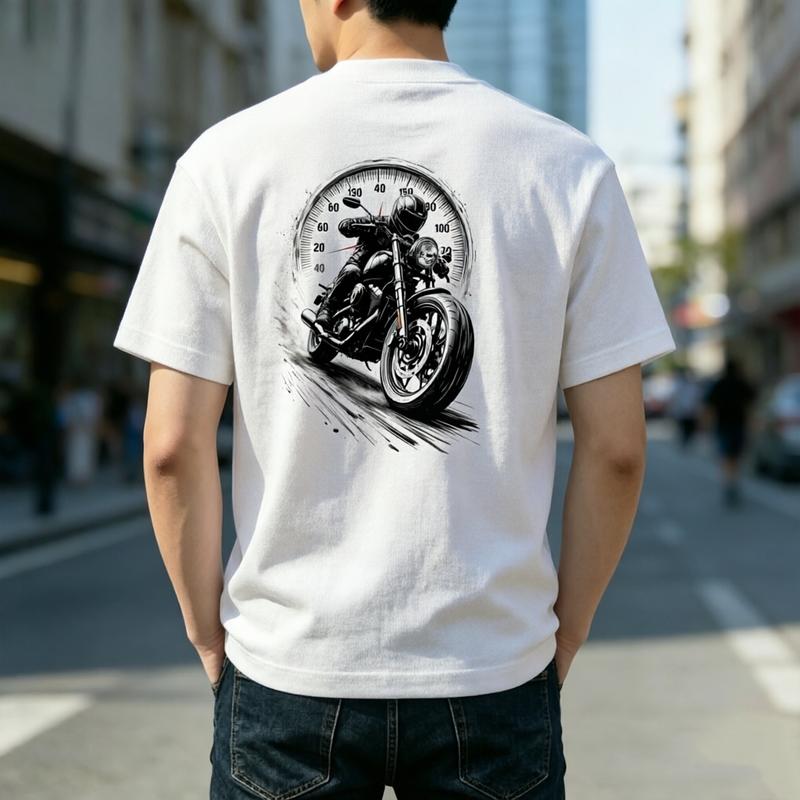 Vintage Motorcycle Speedometer Rider Back Graphic T Shirt Unisex Unisex Cotton Short Sleeve Tee Biker Streetwear Casual Y2k Top