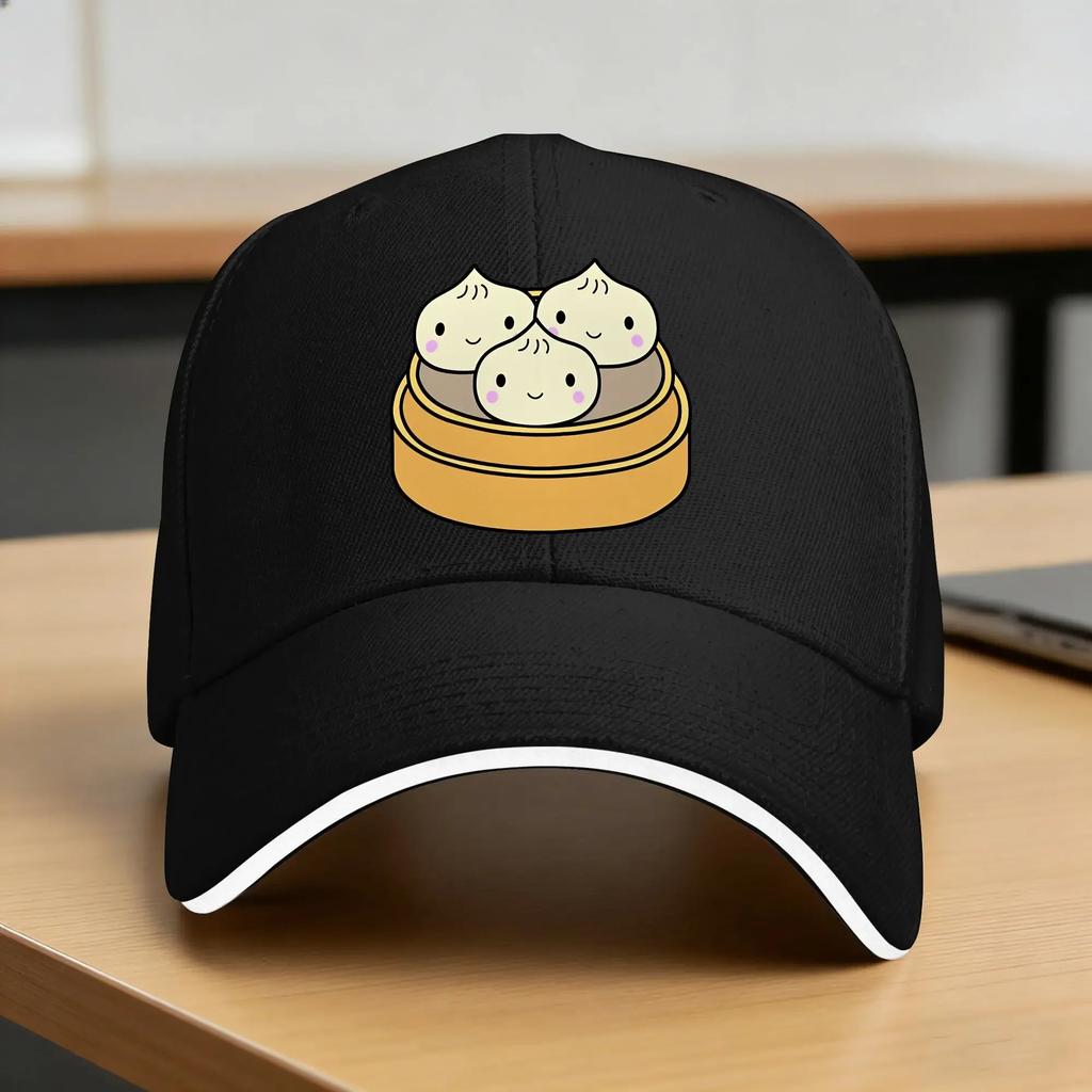 Kawaii Dim Sum Chinese Food Dumpling Xiao Long Bao Baseball Cap Outdoor Sports Adjustable Trucker Hat Men Adult Baseball Caps
