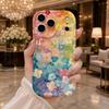 Rainbow Gradient Full Floral Wavy Edge Phone Case For iPhone 17 16 15 14 13 12 11 Pro Max Mini XR XS SE Air Cover