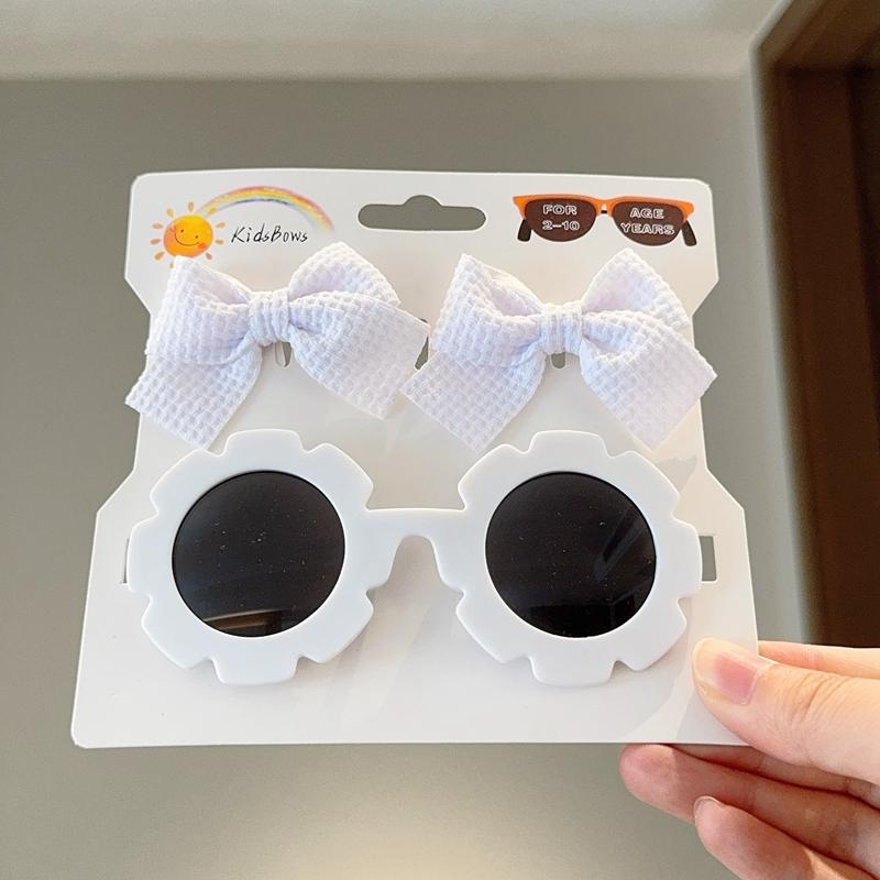 1 Zestaw Nakrycie Głowy dla Dzieci Okulary Jednolite Miękkie Kokardy Opaski Dziewczynki Koronkowa Spinka Retro Opaski Okulary Przeciwsłoneczne Zestawy Gumek do Włosów dla Dzieci