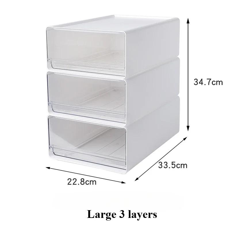 Office Desktop Storage Box Organizer Drawer-style Workstation A4 File Storage Cabinet Transparent Storage Boxes Stackable Rack