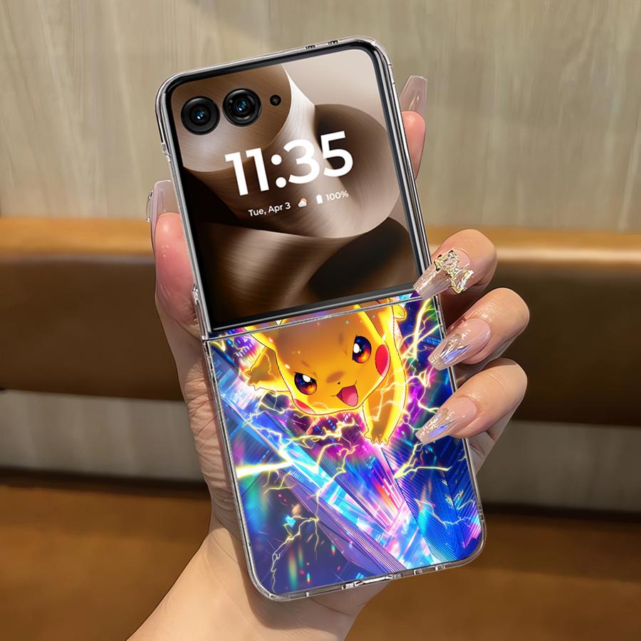 Cute Pikachu Pokemon Case for Moto Razr 40 60 Ultra 50Ultra 50 2022 40Ultra Transparent Soft Phone Cover