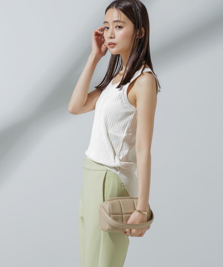 Nano Universe Ribbed Tank Sweat Size Ivory Anti-Soaked Top, Women's, Stain-Resistant T-Shirt, S,