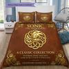 Sonic Hedgehog Pattern Bedding Quilt Set Quilt Cover Pillowcase Home Birthday Gift(1 * Duvet Cover + 2 * Pillowcase, Without Core)