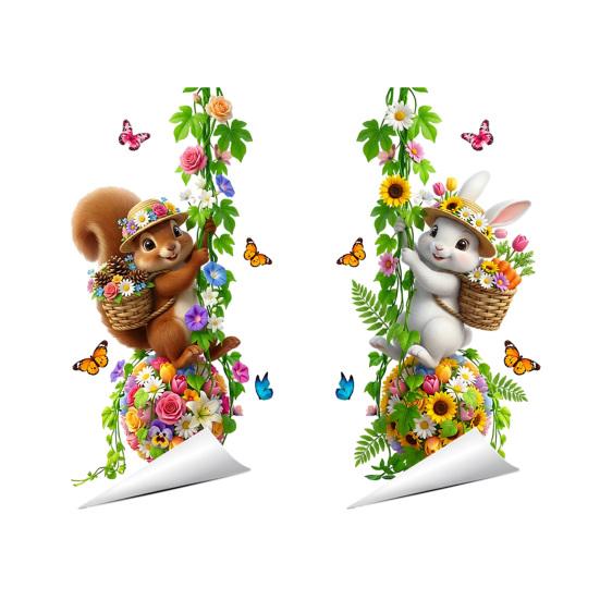 Hello Summer Window Clings Hawaiian Tropical Theme Static PVC Glass Sticker for Beach Pool Party Home Glass Doors Windows