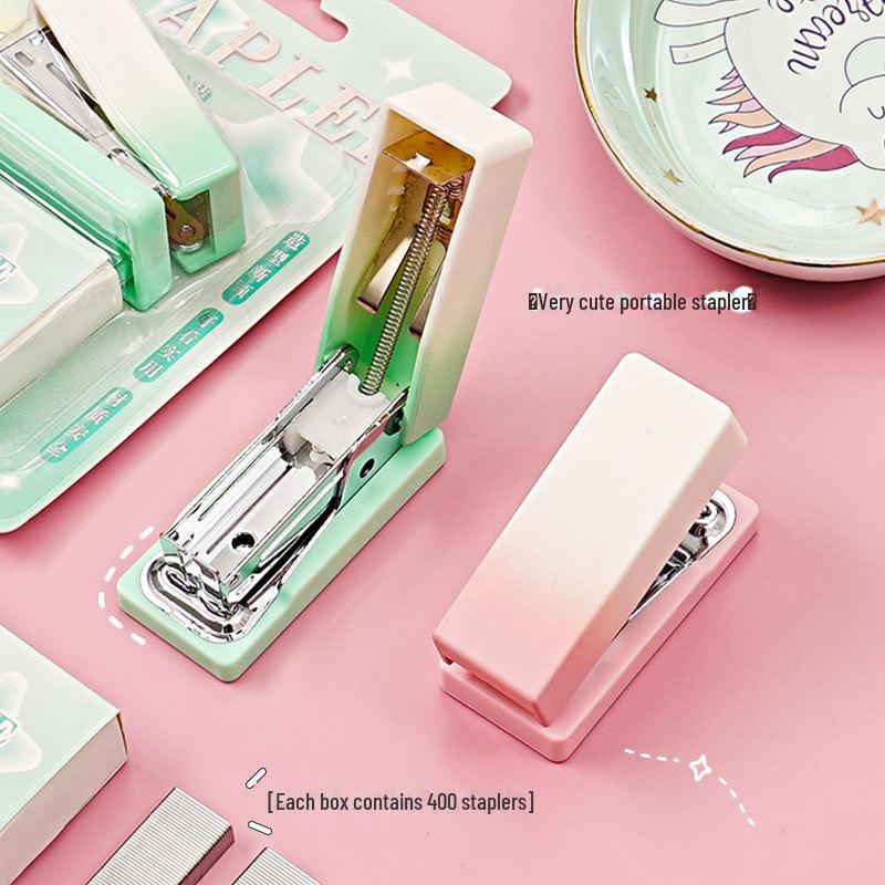 Mini Gradient Macaron Stapler, Portable Labor-Saving Stapler for Students and Office Use