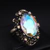 Retro Temperament Crystal Large Gemstone Ring Opening Adjustable Ring Women'S Jewelry