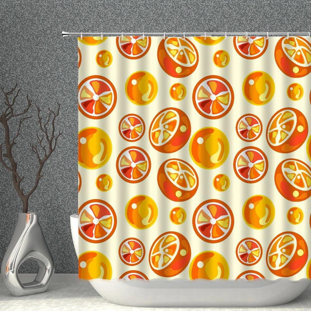 Fruits Shower Curtain Waterproof Fabric Watermelon Apple Strawberry Print Bath Curtains Set Pink Green White Bathroom Screen