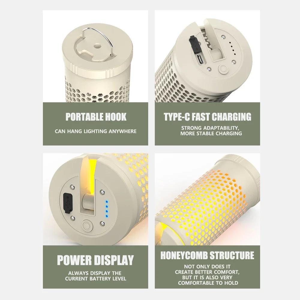 Portable LED Camping Light USB Rechargeable Lamp Dual Color 4 Mode Ambient Fill Light Outdoor Hanging Camping Lantern Tent Lamp