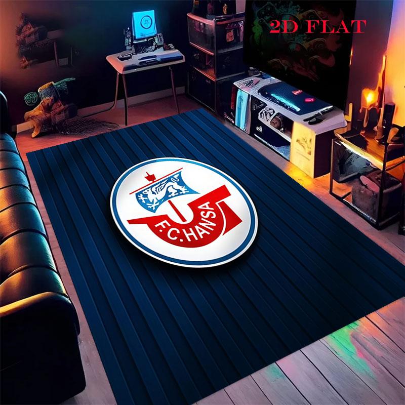 FC Hansa Rostock Teppich für Wohnzimmer Schlafzimmer Zuhause Sofadekoration, Kinderspiel rutschfeste Bodenmatte 40x60cm( 15x23in )