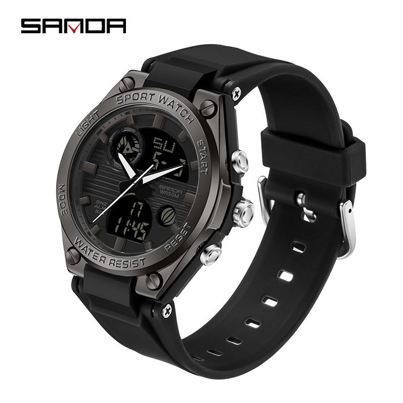 SANDA New Digital Women Watches Student Sports Chronograph Calendar Lady Quartz Wristwatch Waterproof Girl Electronic Clock