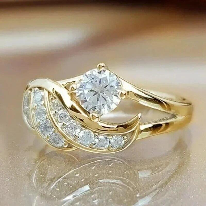 Huitan Vleugelring Zirkonia Damesring Luxe Bruiloft Verlovingsaccessoires Modeontwerp Sieraden Cadeaus 10