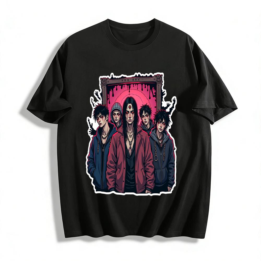 

Gothic Dark Style Red-Eyed Guys Print Hoodie Street Subculture Oversized Sweatshirt Pure cotton T-shirt XXS