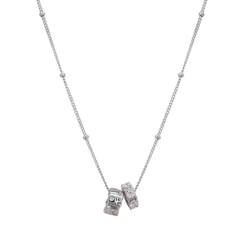 Korean Zircon Double-Circle Diamond Necklace - Elegant, High-End, Versatile Fashion for Women