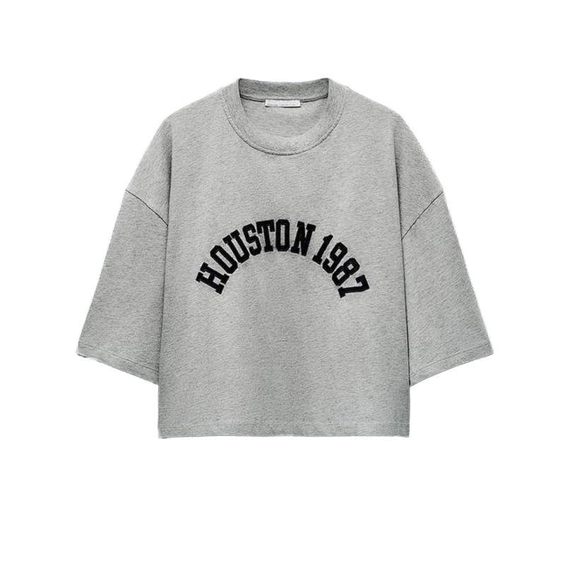 Spring New Arrival American Printing Loose Short T-shirt 0264344 Embroider Towel Effect Shorts 0264342