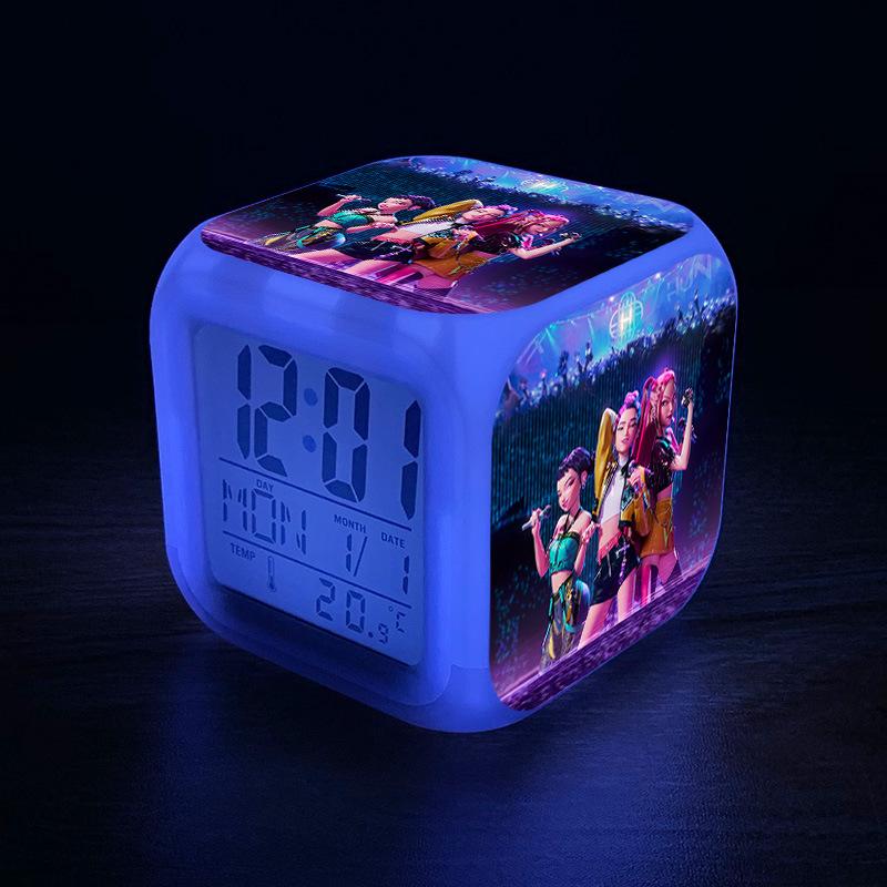 KPop Demon Hunters Cartoon Anime Rumi Mira Zoey Alarm Clock Night Light Student Fashion Personalized Bedside Electronic Clock