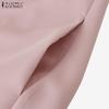 ZANZEA Womens Casual Turn Down Collar Loose 3/4 Sleeve Midi Dres