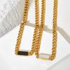 Stainless Steel Chunky Chain Necklace with Black Square Pendant, Tarnish Free Statement Hop Jewelry for Women