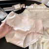 Women Pure Cotton Lace Mid Waist Antibacterial Solid Brief Underwear For Ladies