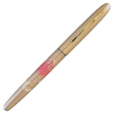 Kuretake Fountain Brush Hard Nib Red Fuji In Paulownia Wood with 3 Spare Ink Pen, Replacement, Design, DU192-50, Box, Bottles.