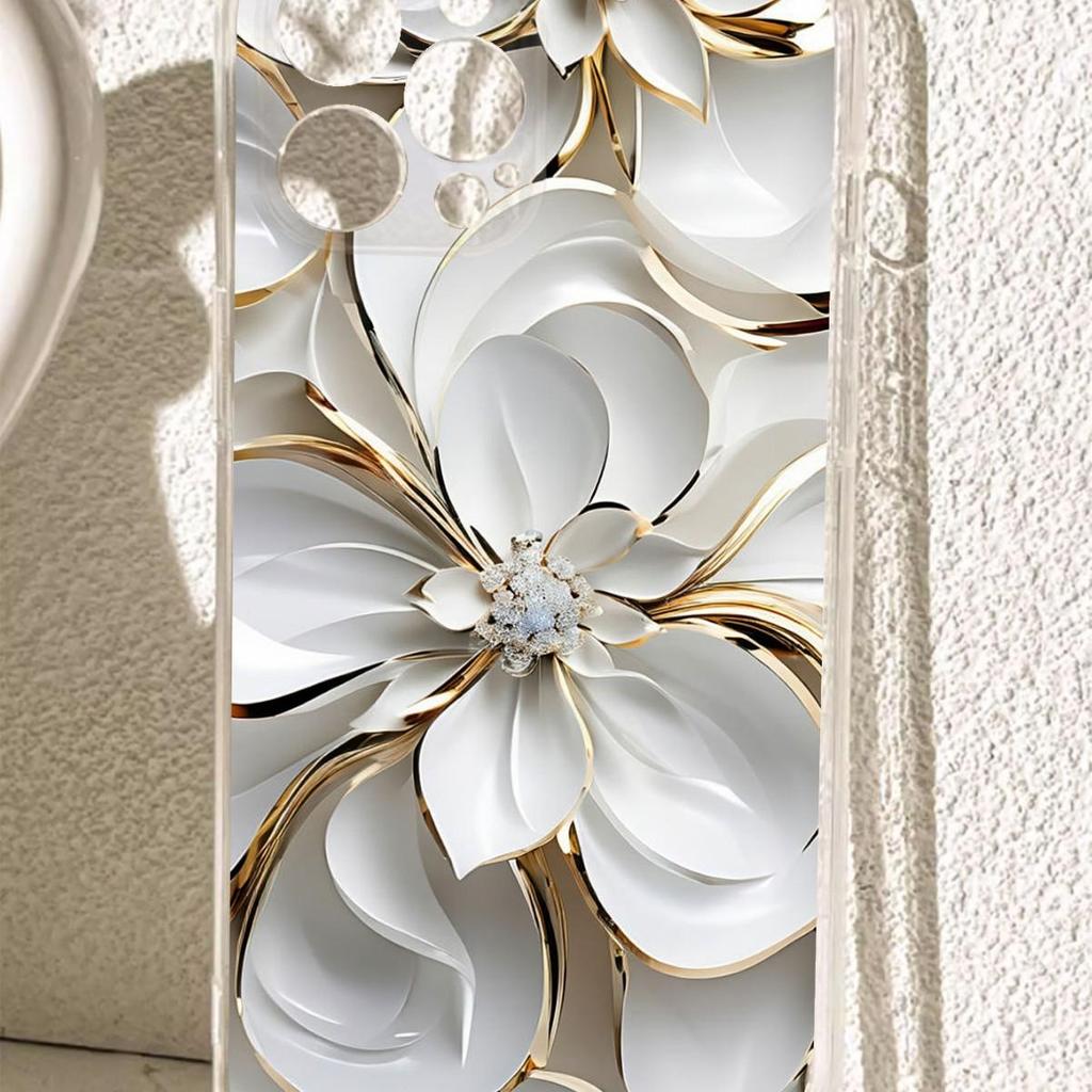 Large Floral Drop-Resistant Clear Case for iPhone Pro Max 14/15/16/17 Series