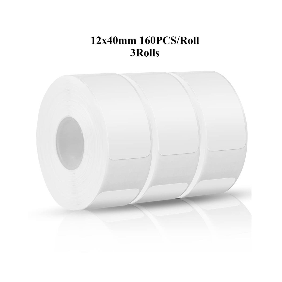 

Термострічка для етикеток D30/P12/P50, 12x40 мм (0,47 x 1,57 ) 160 етикеток/рулон самоклеючих друкованих етикеток для домашнього офісу, шкільної організації, білі