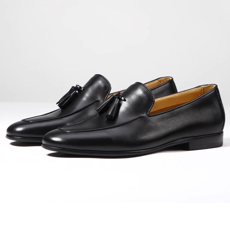 Italian Style Mens Tassels Genuine Leather Retro Loafers Comfortable Slip-On Fringe Wedding Party Office Shoes Male Casual Shoes