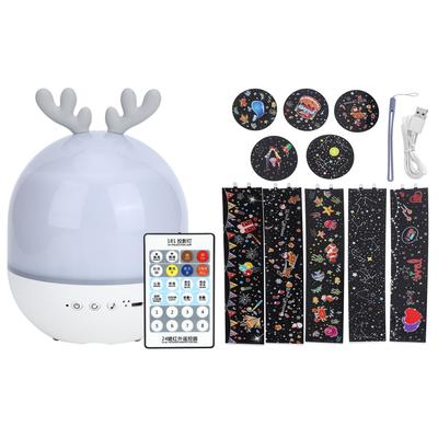 Cute USB Rechargeable Projection Lamp 360 Degree Rotating Remote Music Night Light for