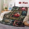 Sea Creatures 2D Flat Pattern Flannel Blanket, High quality All Seasons, Home Decor, Warmth and Comfort, Perfect for Christmas Gifts.