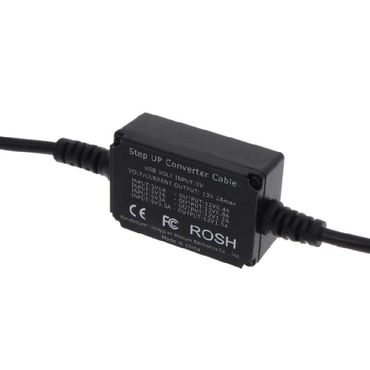 5V to 12V Voltages Step Up Converter Cable Cord Booster Line USB to DC5.5x2.1mm