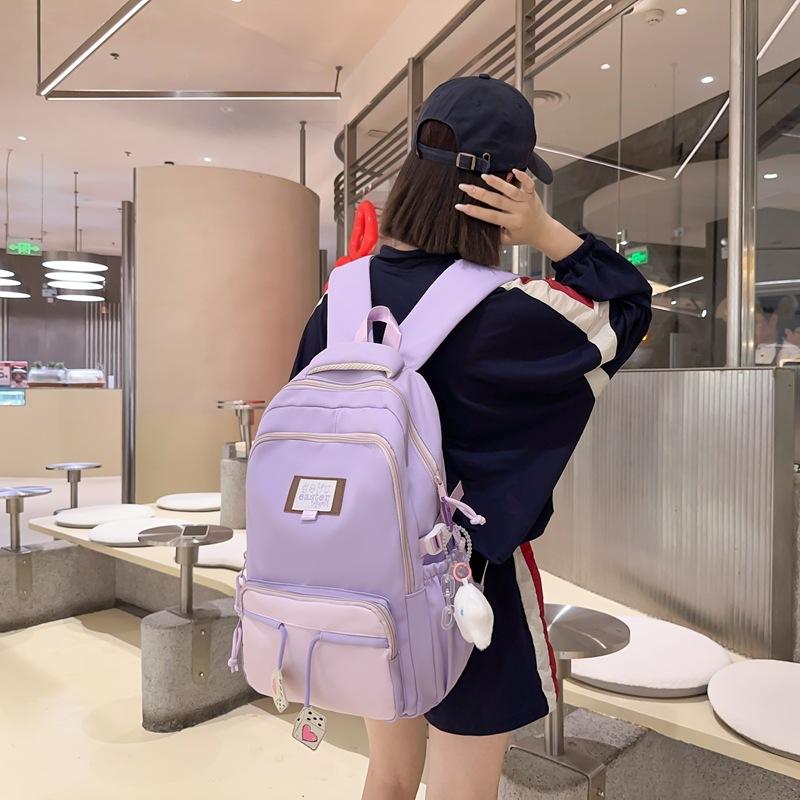 Schoolbag, Japanese-style INS Fresh Schoolbag, Female College Student Lighter Backpack, Lightweight Travel Large-capacity Colorblock Backpack