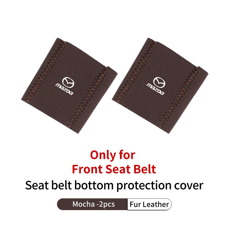 Car Buckle Protective Cover Fur Leather Safety Belt Protector Auto Accessories For Mazda 3 6 2 Axela CX5 CX3 CX30 CX9 Atenza IUE2