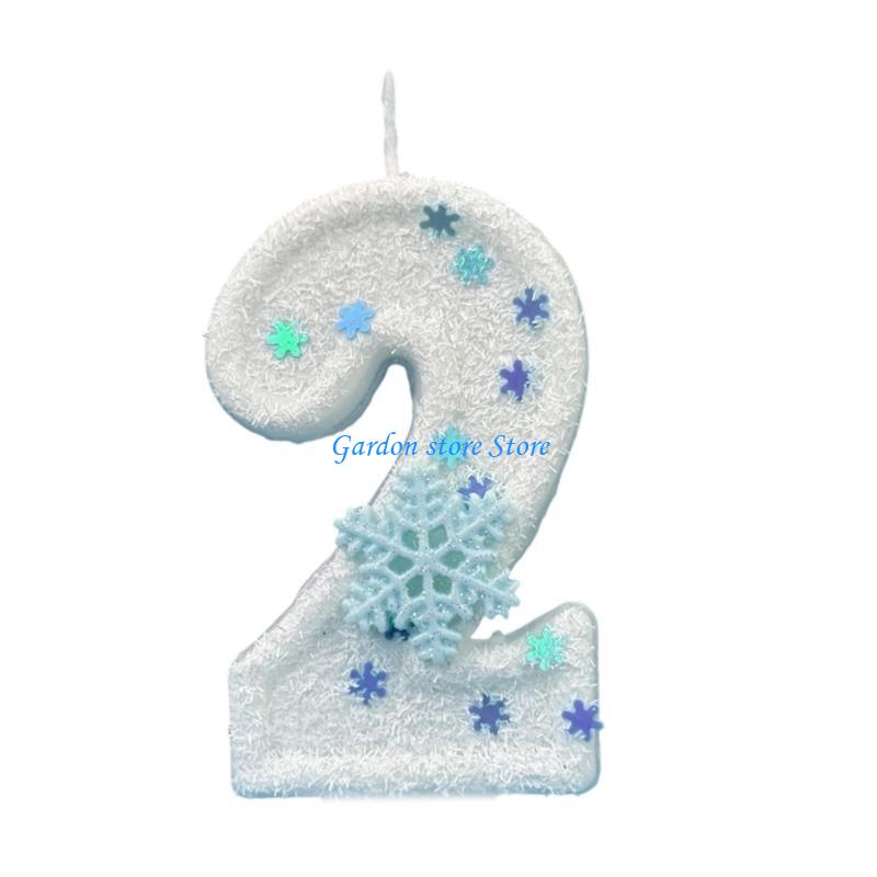 B0KB Winter Snowflake Themed Birthday Number Paraffins Wax Safe For Kids Girls Parties And Cake Toppers Decorations