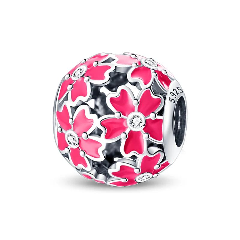 Copper Colorful Flowers Butterfly Charms Beads Fit Original Charm Bracelets Women Diy Jewelry Birthday Gift Making